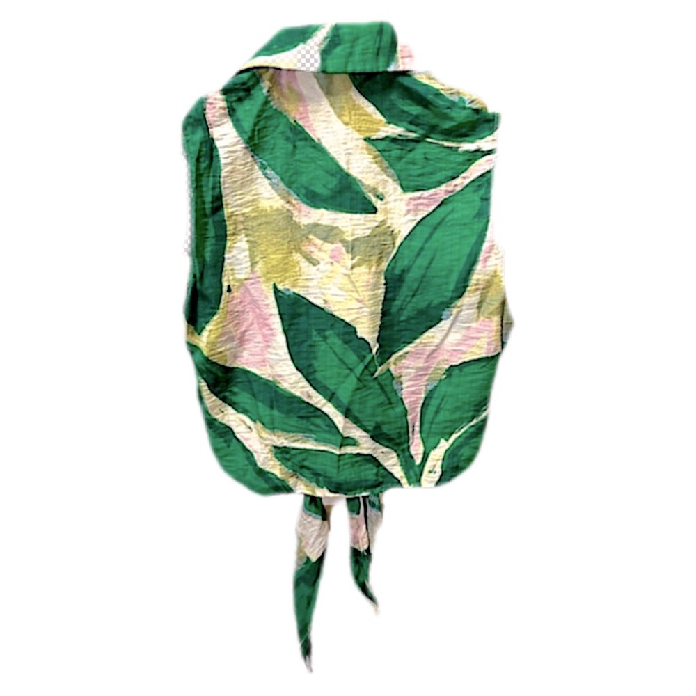 Lulumari Green & White Leaf Pattern Sleeveless Fr… - image 3